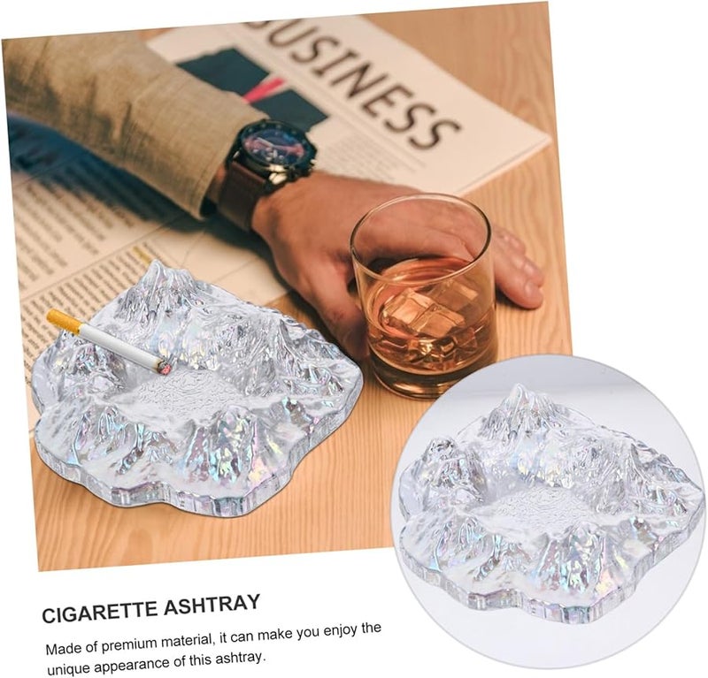 Mountain Shaped Glass Ashtray Desktop Container for Cigarettes Home Office Decoration - Image 5